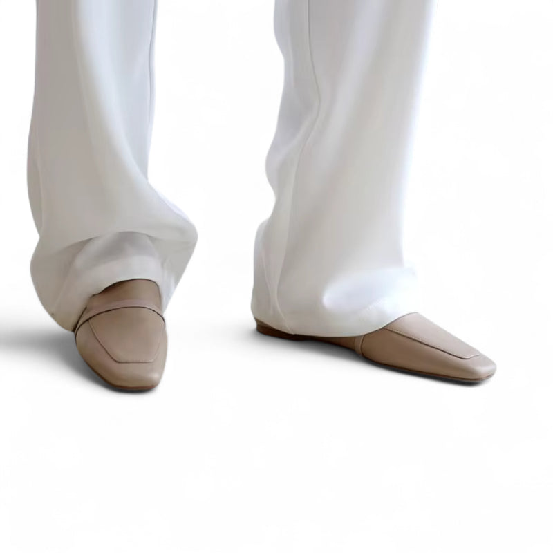 Mocassin Cuir Marron Bout Carré Femme