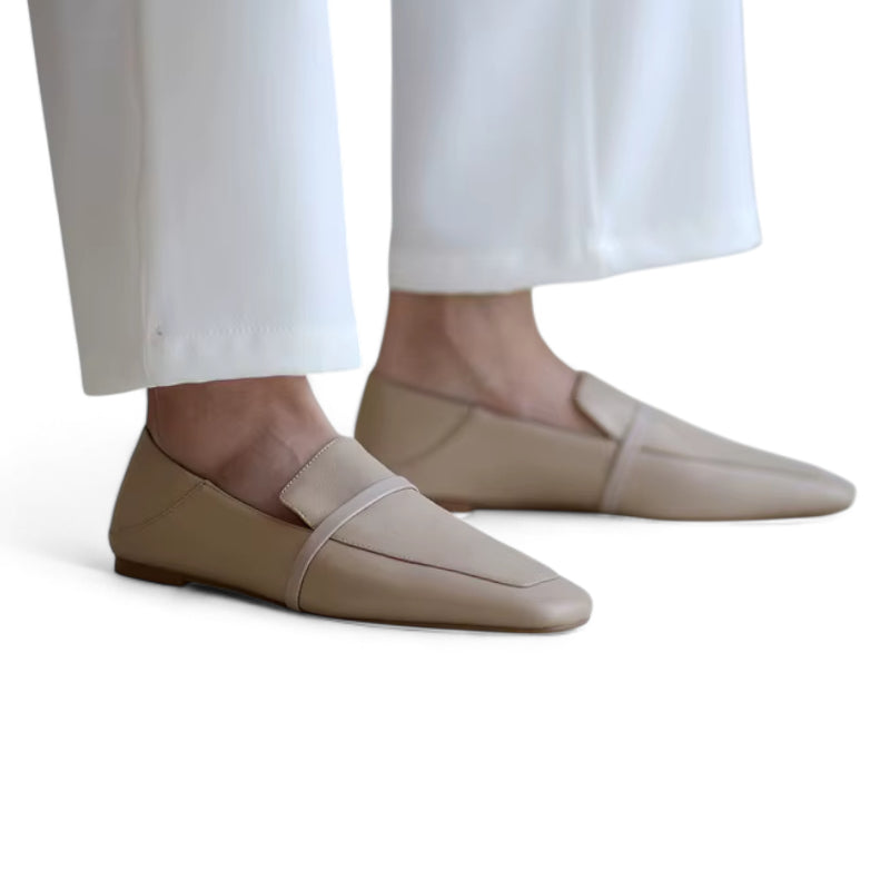 Mocassin Cuir Marron Bout Carré Femme