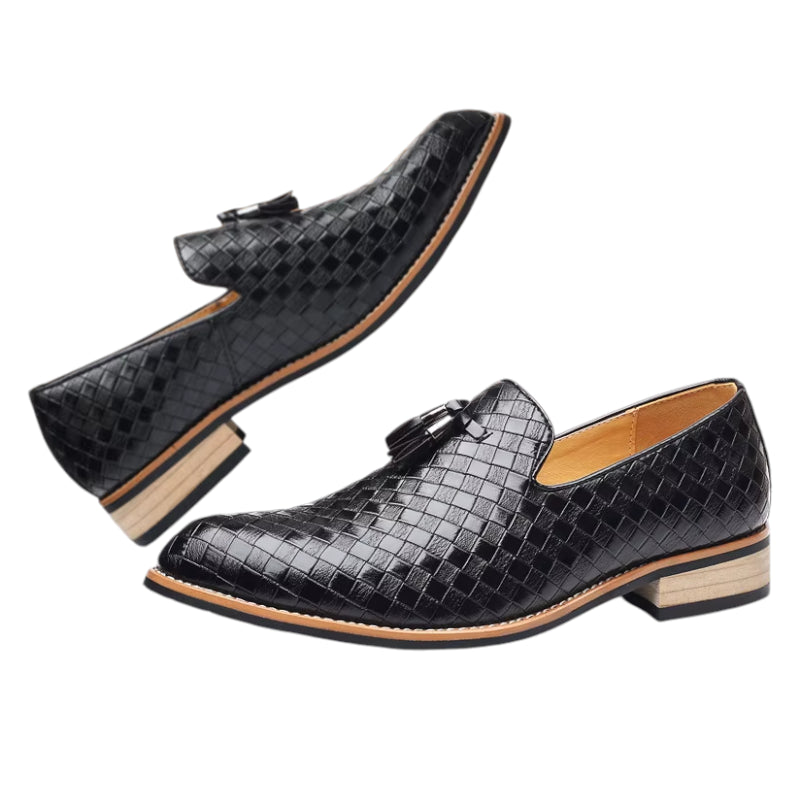 Mocassin Noir Avec Gland En Cuir Vernis Homme