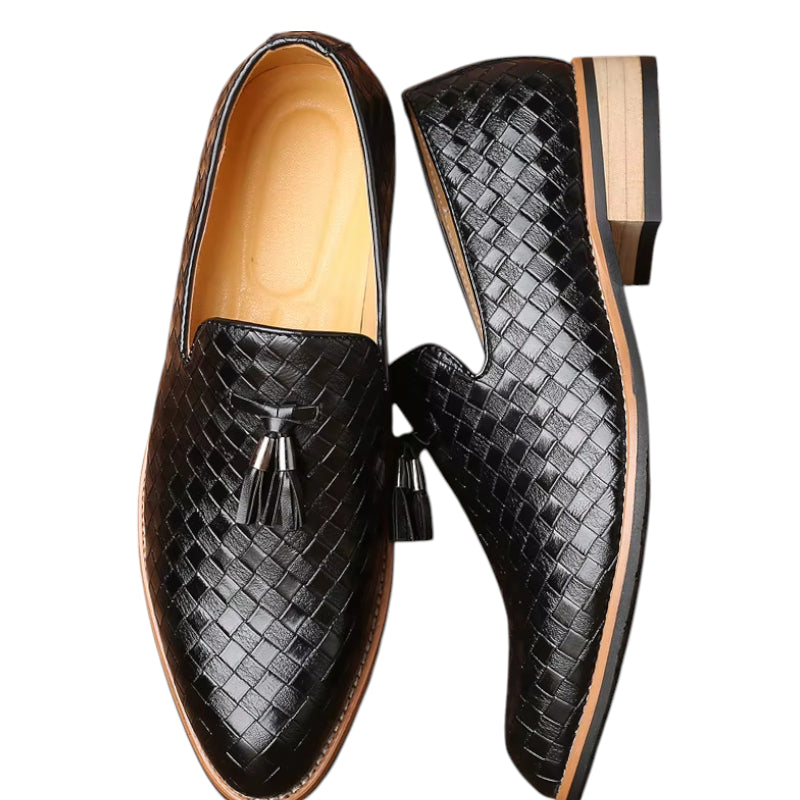 Mocassin Noir Avec Gland En Cuir Vernis Homme