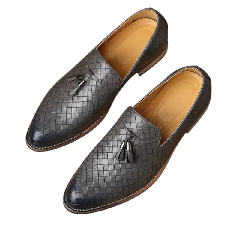 Mocassin Cuir Gris Homme