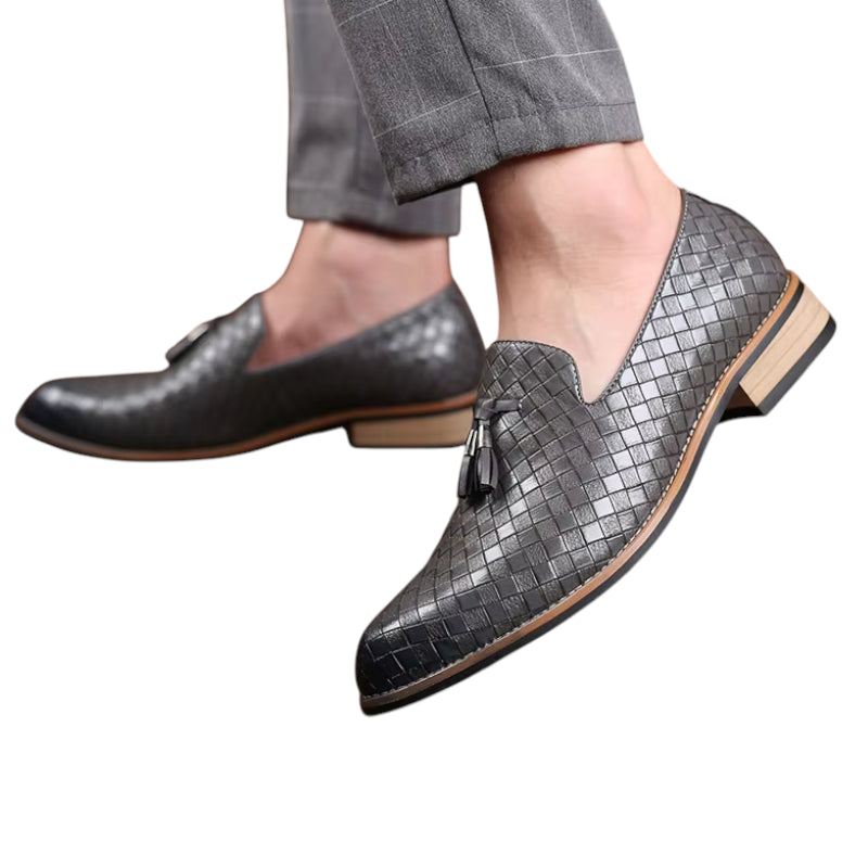 Mocassin Cuir Gris Homme