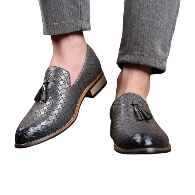 Mocassin Cuir Gris Homme