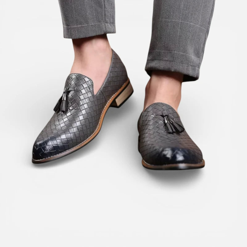 Mocassin Cuir Gris Homme