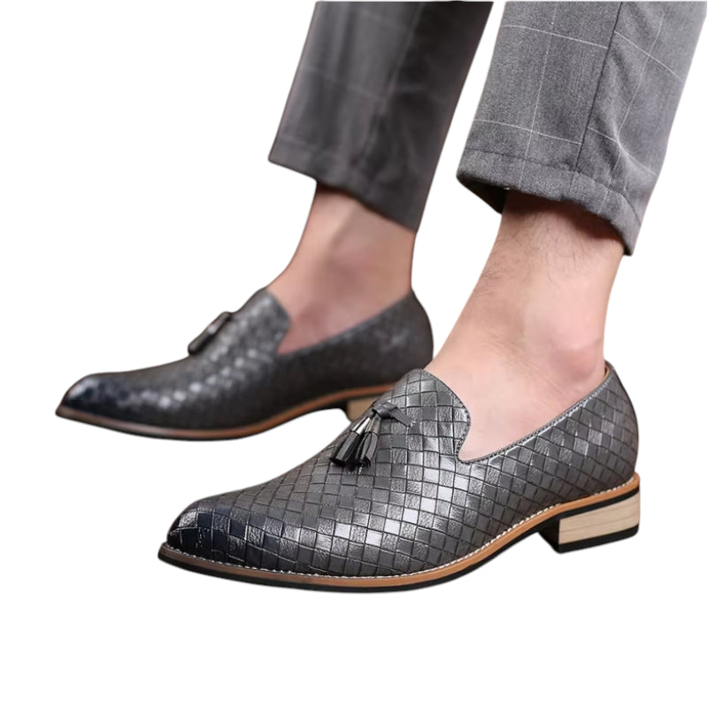 Mocassin Cuir Gris Homme