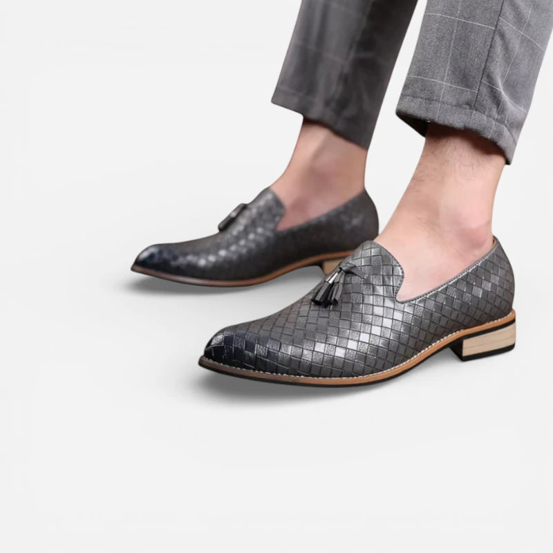 Mocassin Cuir Gris Homme