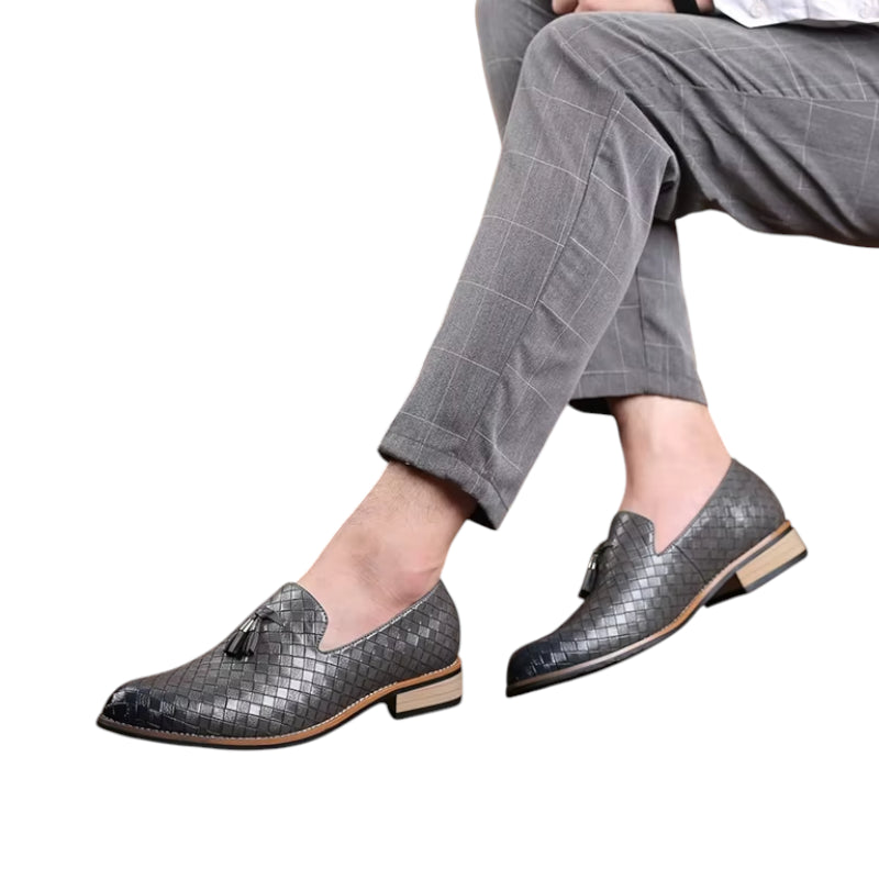 Mocassin Cuir Gris Homme