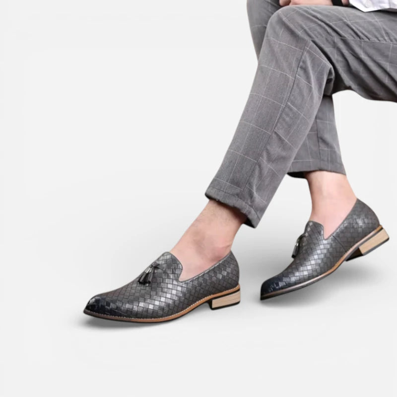 Mocassin Cuir Gris Homme