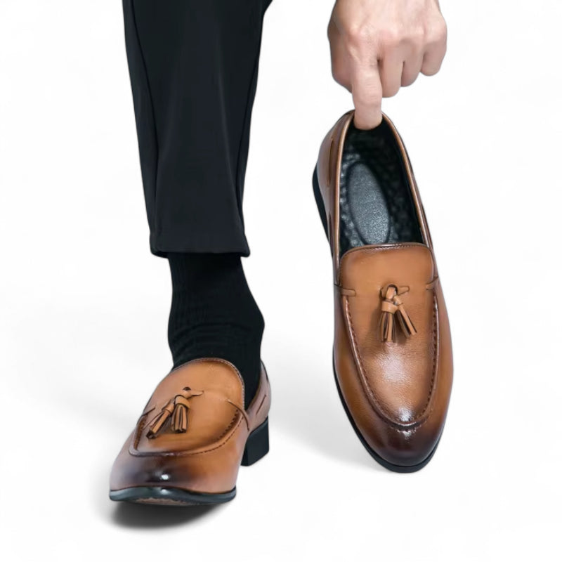 Mocassin Gland Cuir Marron Talon Homme