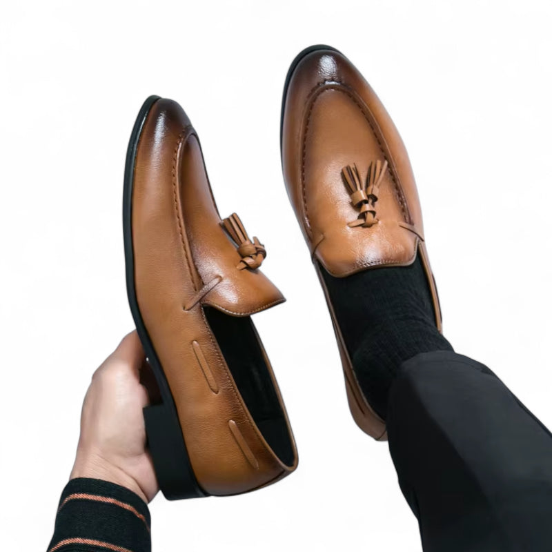 Mocassin Gland Cuir Marron Talon Homme