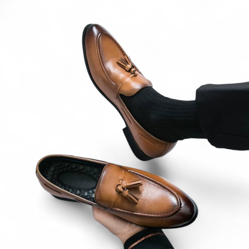 Mocassin Gland Cuir Marron Talon Homme