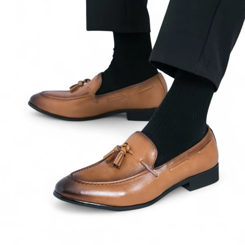 Mocassin Gland Cuir Marron Talon Homme