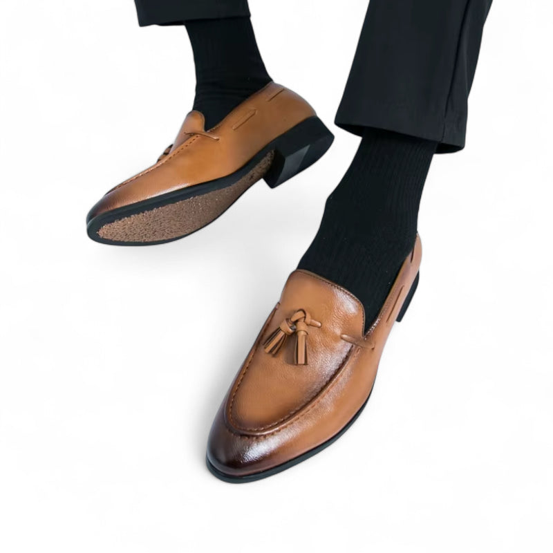 Mocassin Gland Cuir Marron Talon Homme