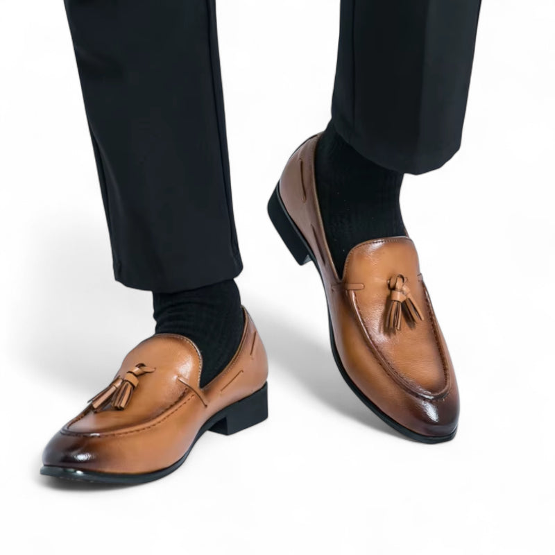 Mocassin Gland Cuir Marron Talon Homme