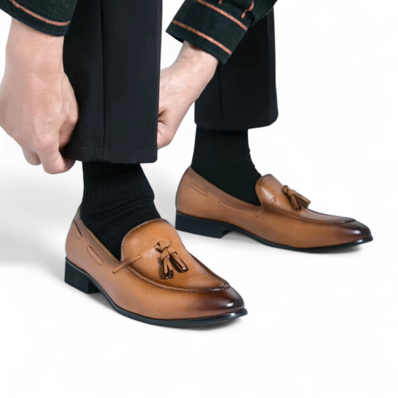 Mocassin Gland Cuir Marron Talon Homme