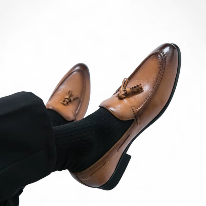 Mocassin Gland Cuir Marron Talon Homme