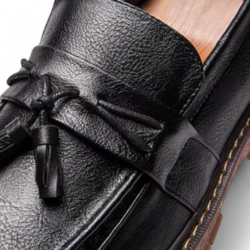 Mocassin Noir à Gland Semelle Marron Homme