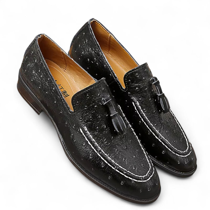 Mocassin Cuir vernis Noir à Points Homme