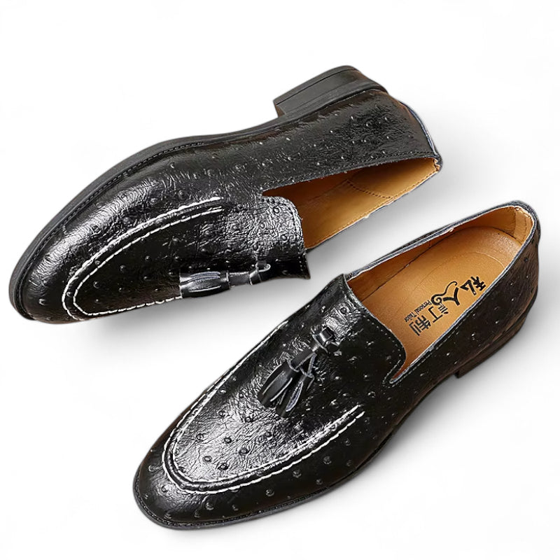 Mocassin Cuir vernis Noir à Points Homme