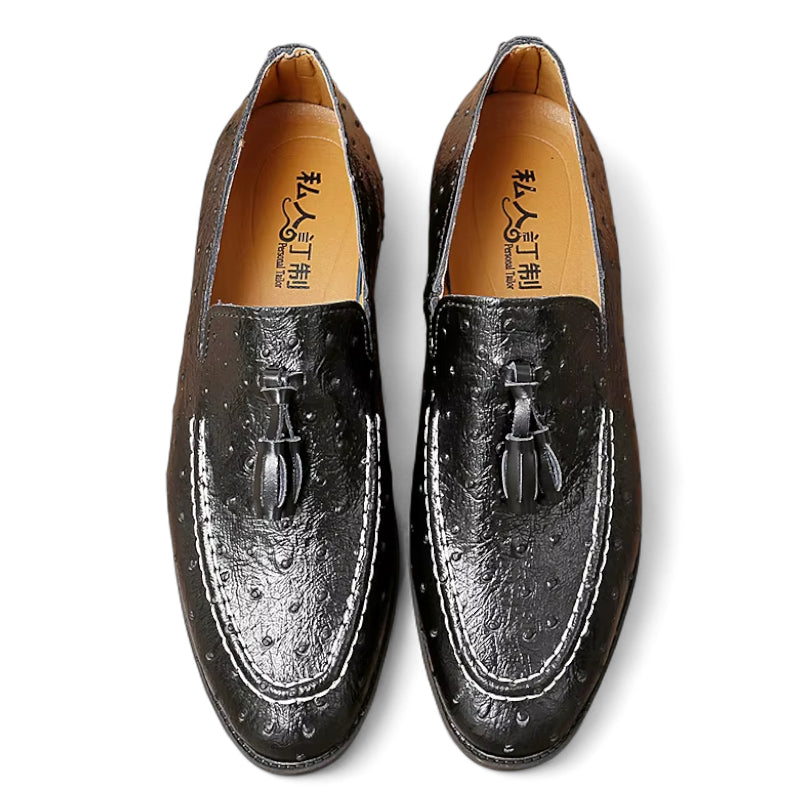 Mocassin Cuir vernis Noir à Points Homme