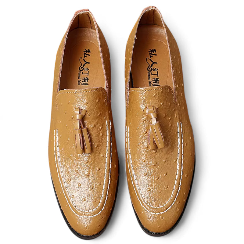 Mocassin Cuir Camel Gland à Points Homme