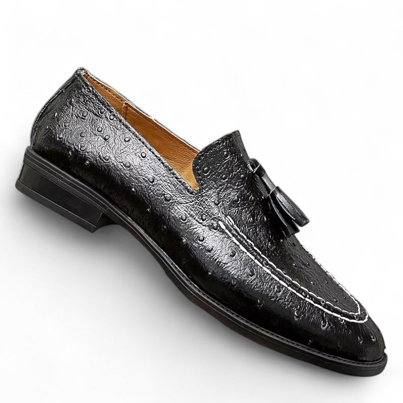 Mocassin Cuir vernis Noir à Points Homme