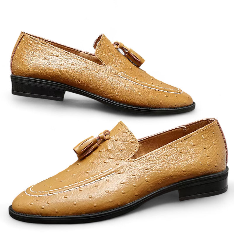 Mocassin Cuir Camel Gland à Points Homme