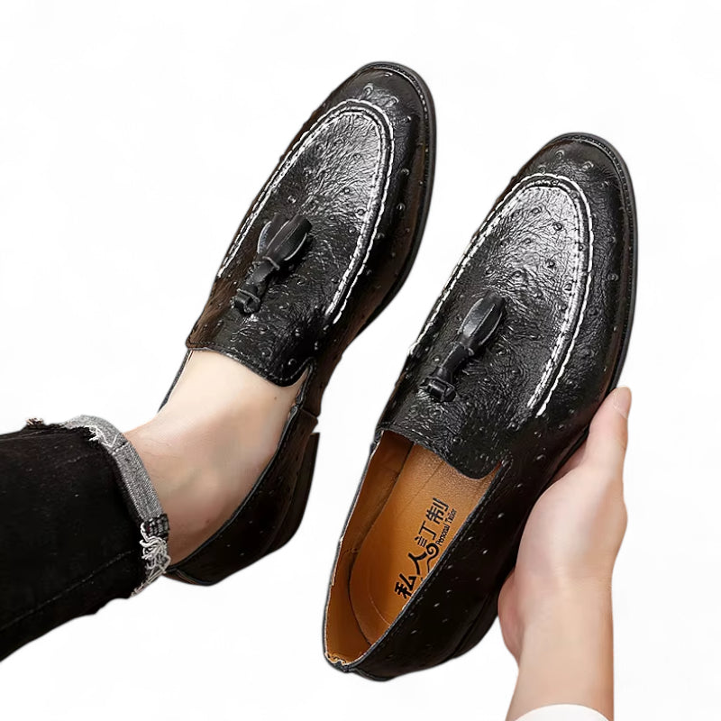 Mocassin Cuir vernis Noir à Points Homme