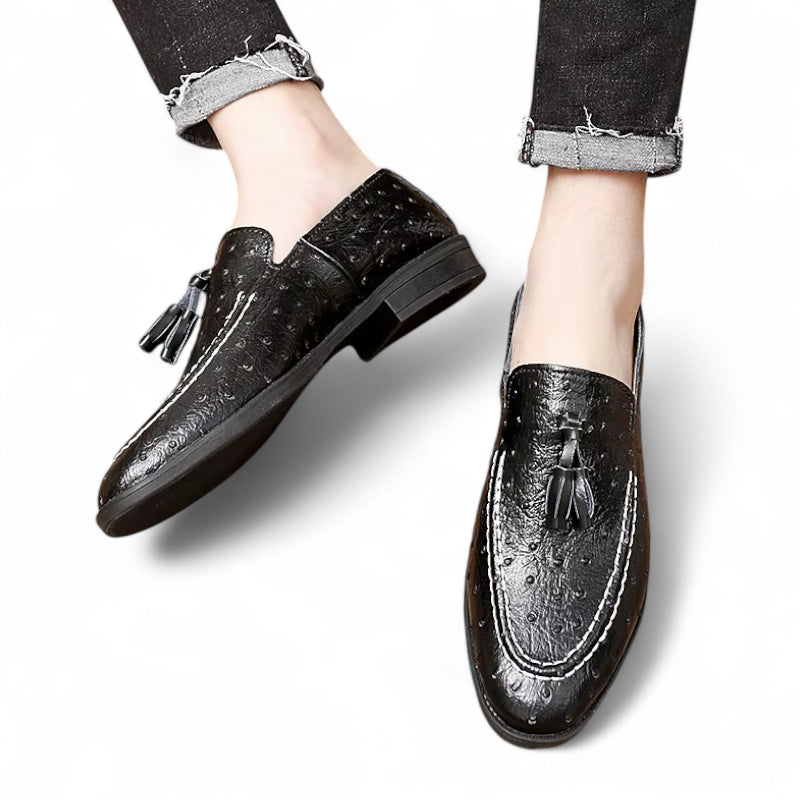 Mocassin Cuir vernis Noir à Points Homme