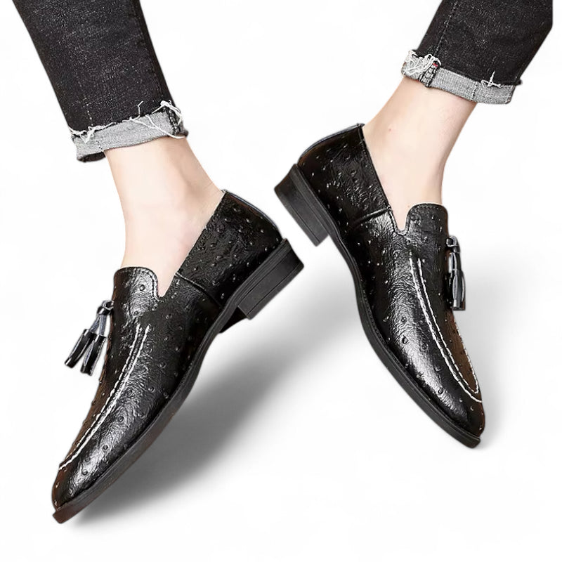 Mocassin Cuir vernis Noir à Points Homme