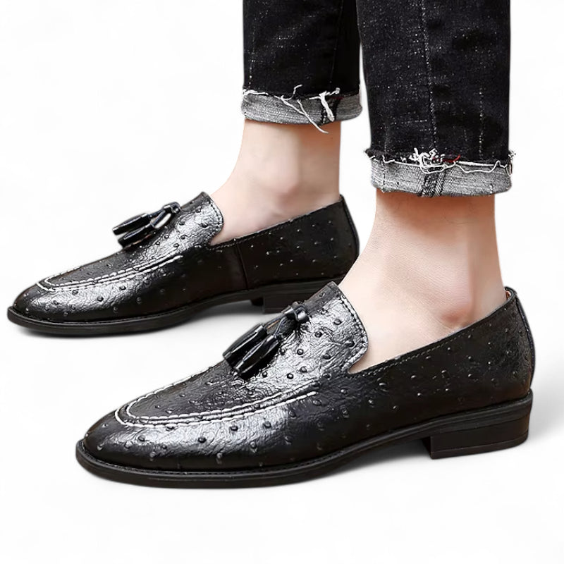 Mocassin Cuir vernis Noir à Points Homme