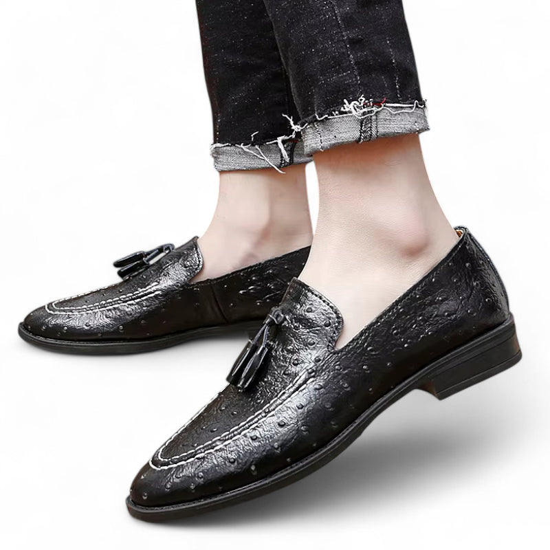 Mocassin Cuir vernis Noir à Points Homme