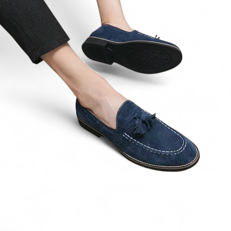 Mocassin Daim Marine à Glands Homme