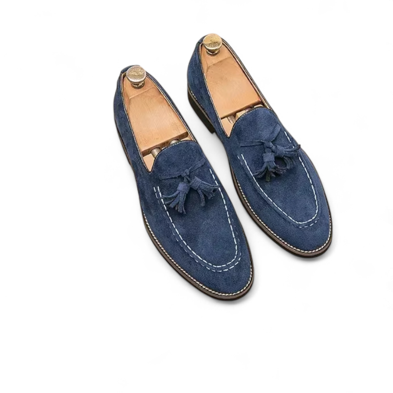 Mocassin Daim Marine à Glands Homme