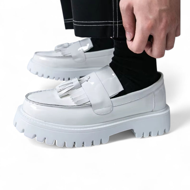 Mocassins Cuir Compensé Homme Blanc