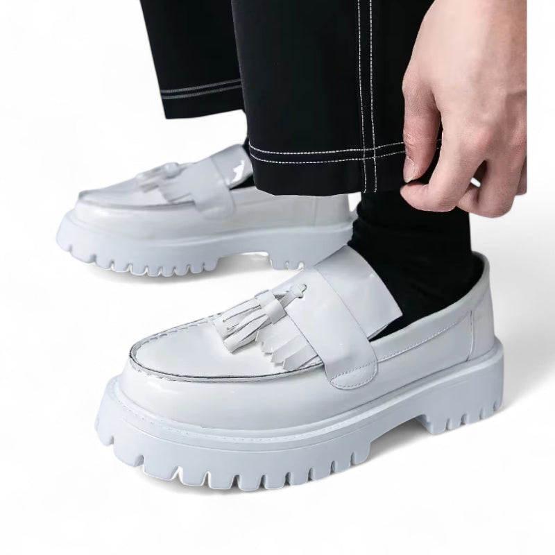Mocassins Cuir Compensé Homme Blanc
