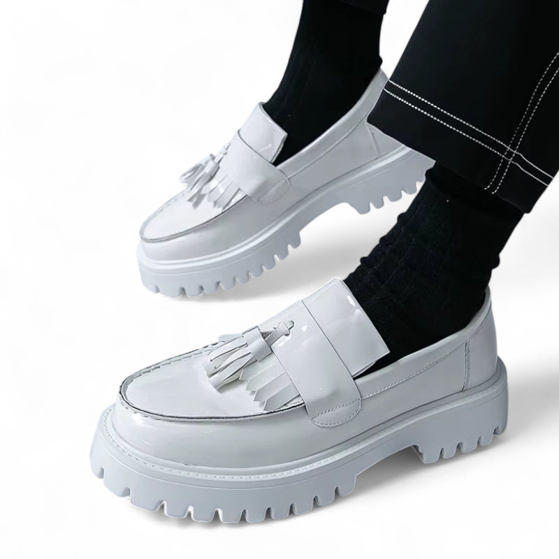 Mocassins Cuir Compensé Homme Blanc