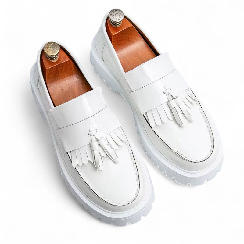 Mocassins Cuir Compensé Homme Blanc