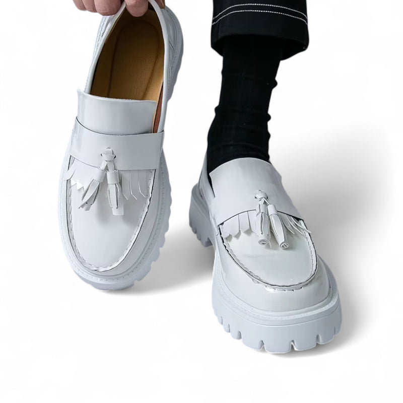 Mocassins Cuir Compensé Homme Blanc