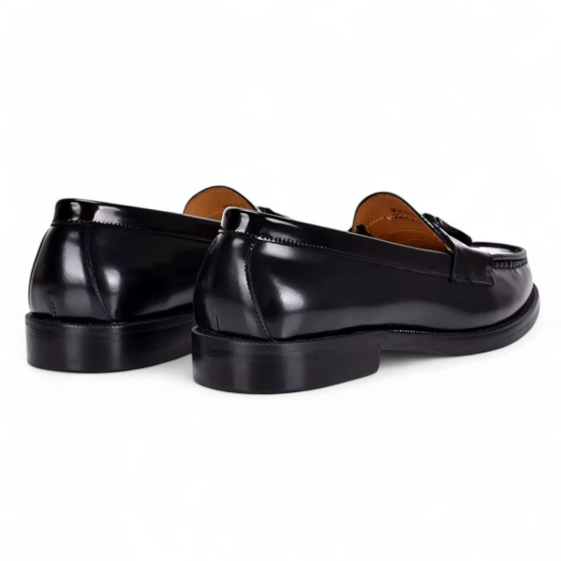 Mocassin Noir Vernis à Talon Et Glands Pour Homme