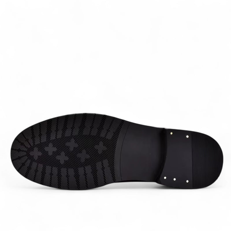 Mocassin Noir Vernis à Talon Et Glands Pour Homme