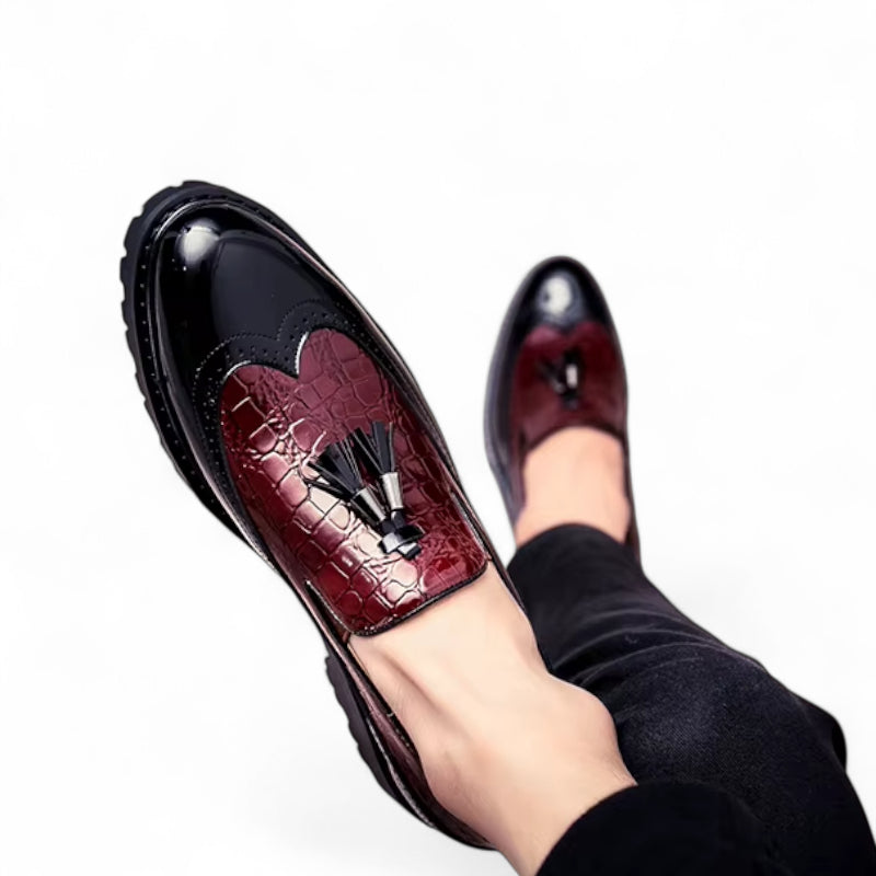 Mocassin En Cuir à Glands Compensé Pour Homme