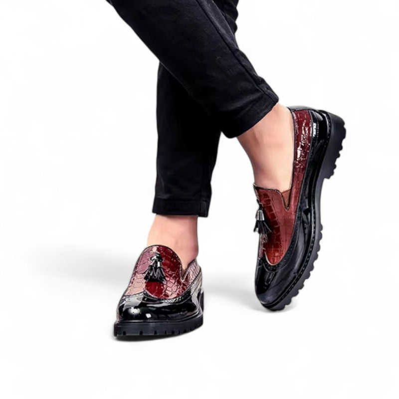 Mocassin En Cuir à Glands Compensé Pour Homme