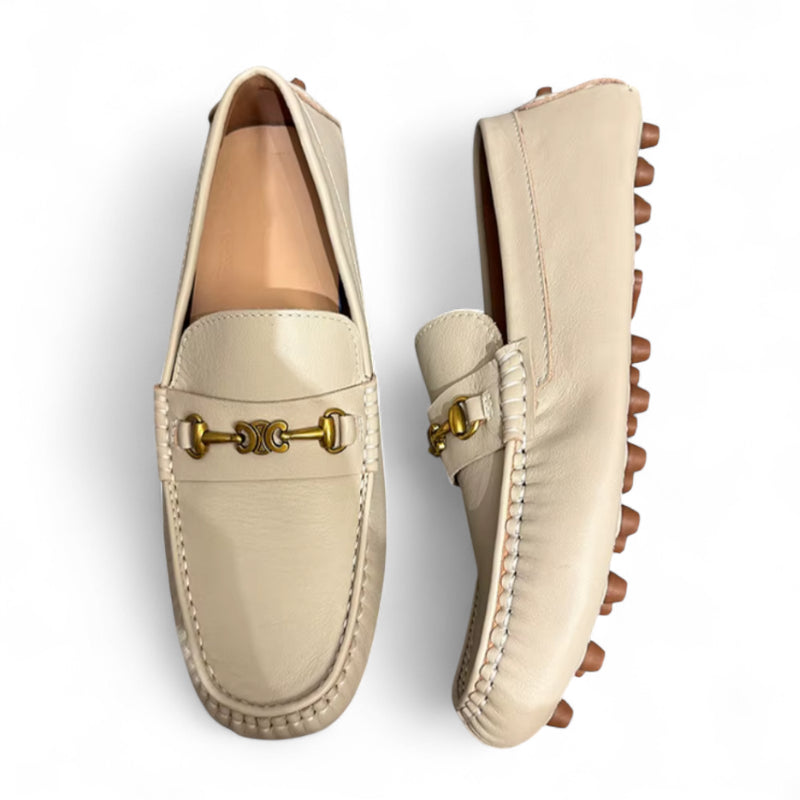 Mocassin Premium Cuir Véritable Beige Homme