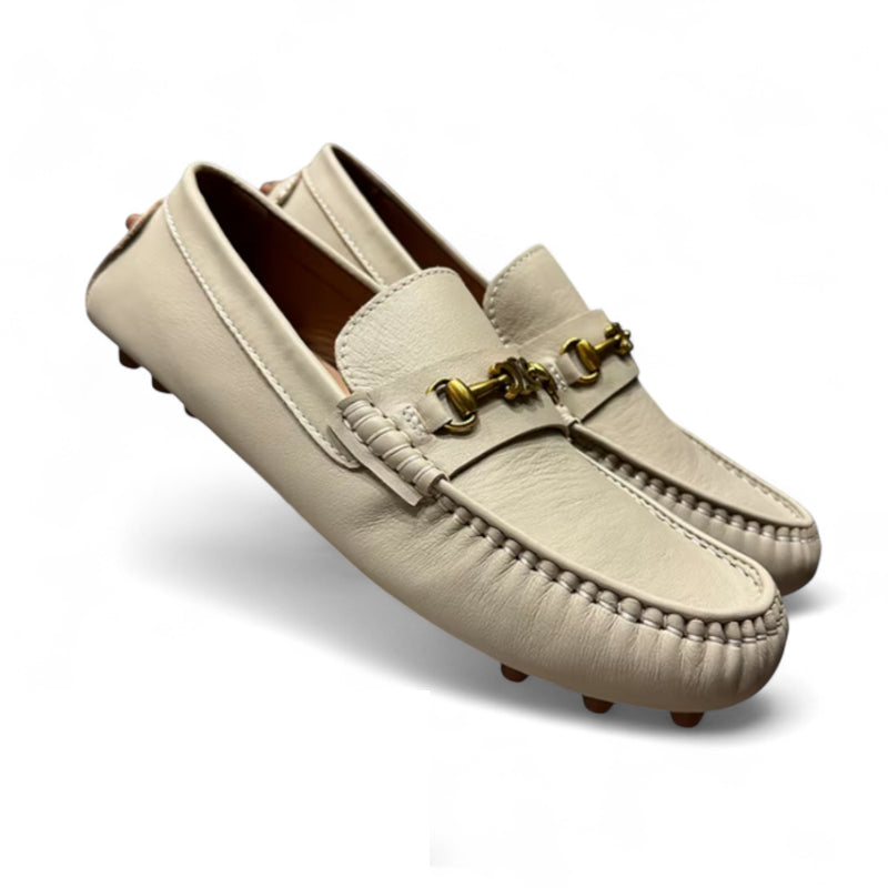 Mocassin Premium Cuir Véritable Beige Homme