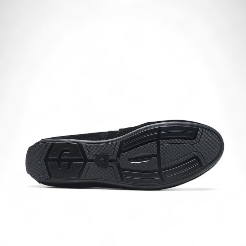 Mocassin En Daim Noir Bateau à Gland Pour Homme