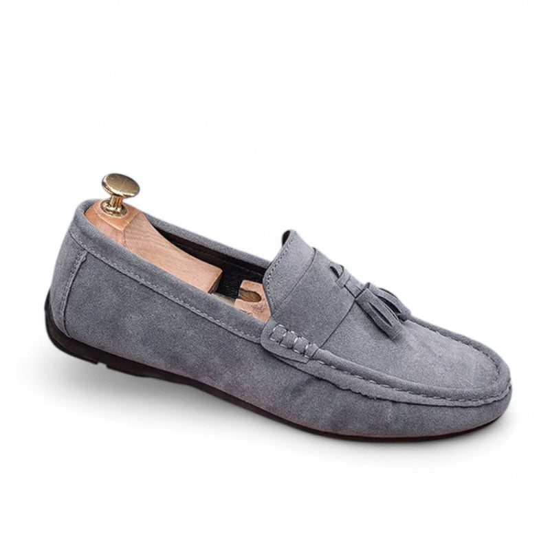Mocassin En Daim Gris à Gland Bateau Homme