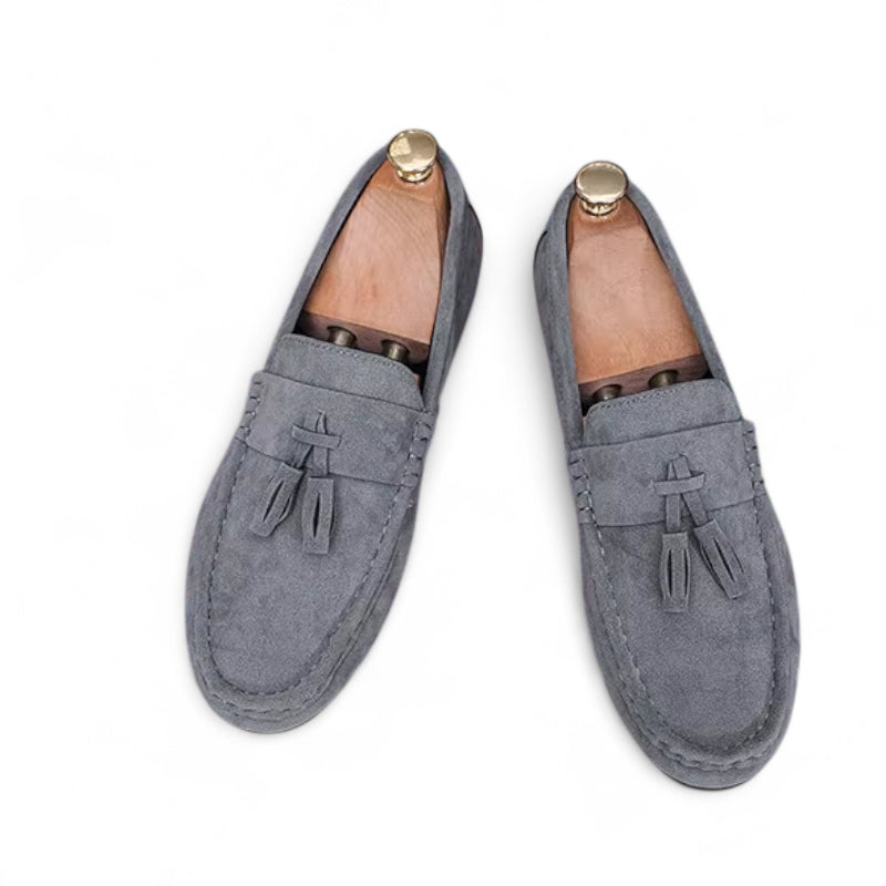 Mocassin En Daim Gris à Gland Bateau Homme