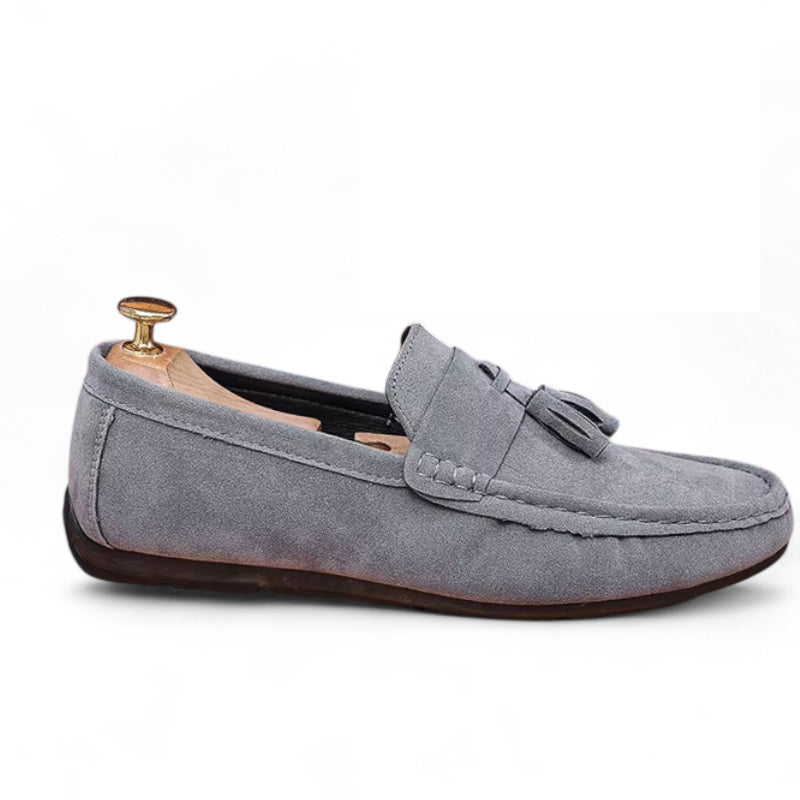 Mocassin En Daim Gris à Gland Bateau Homme