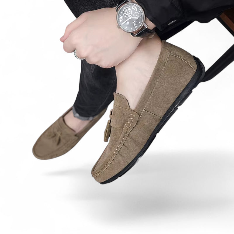 Mocassin En Daim Marron Clair Pour Bateau à Gland Homme